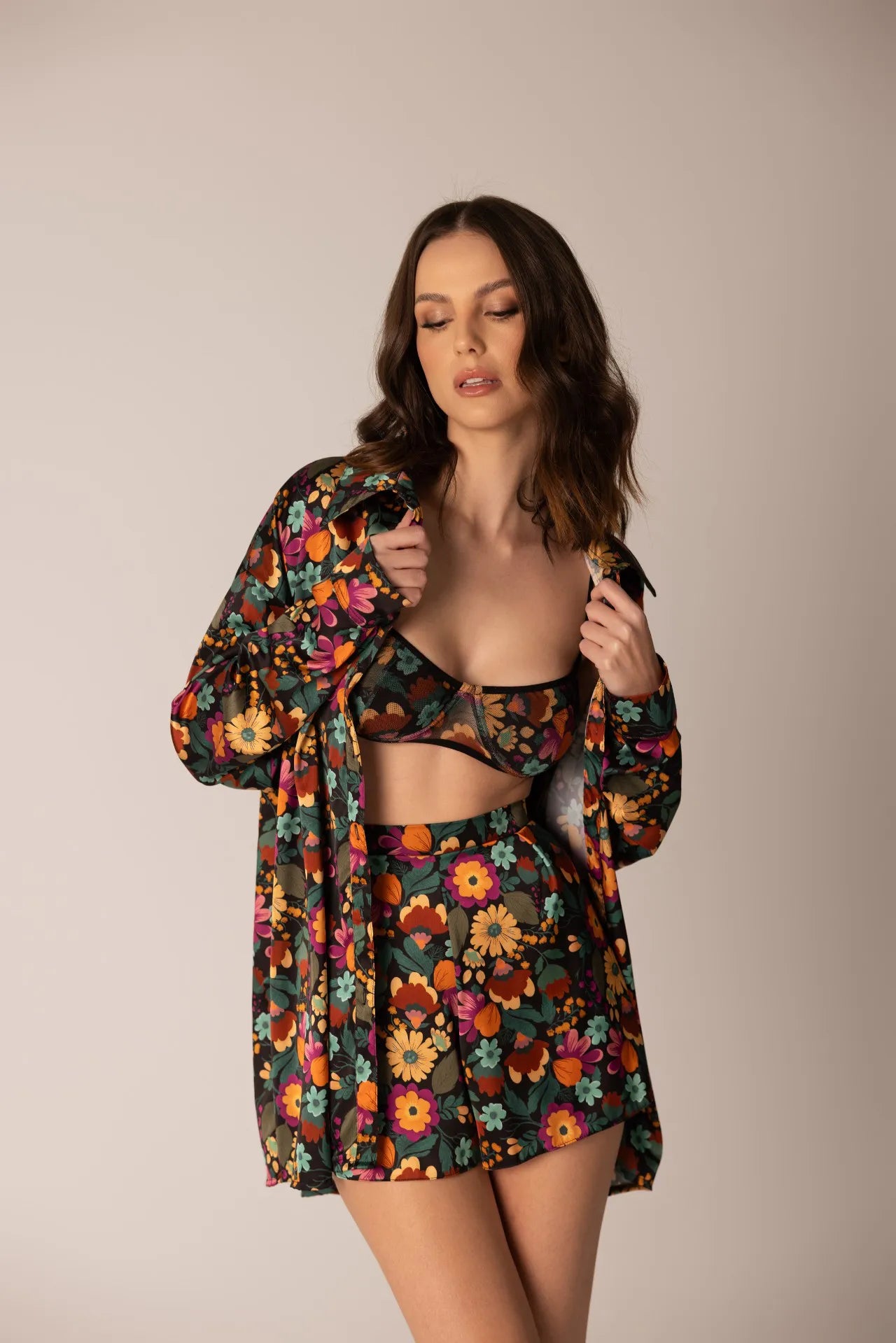 Iris Short - Floral Satin