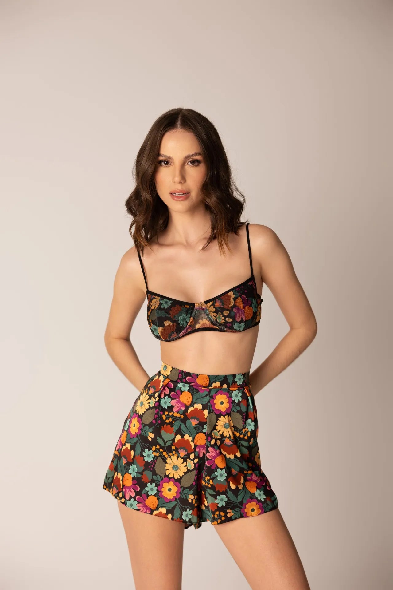 Iris Short - Floral Satin