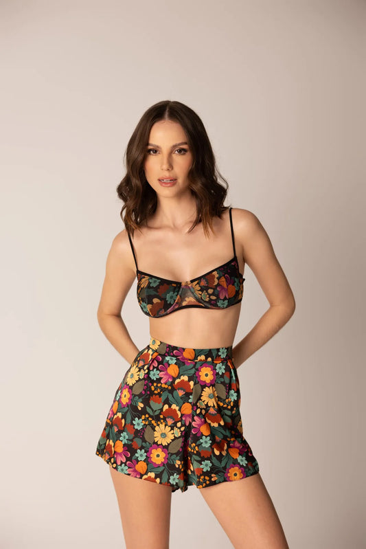 Iris Short - Floral Satin