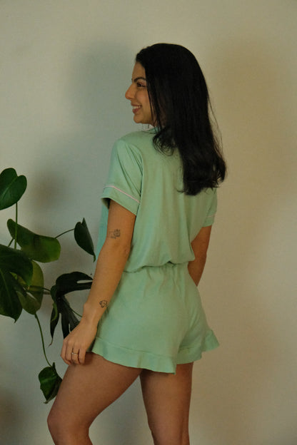 Green Soft Short Sleeve Pajama Set