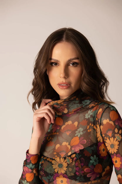 Camellia Floral Mesh Bodysuit