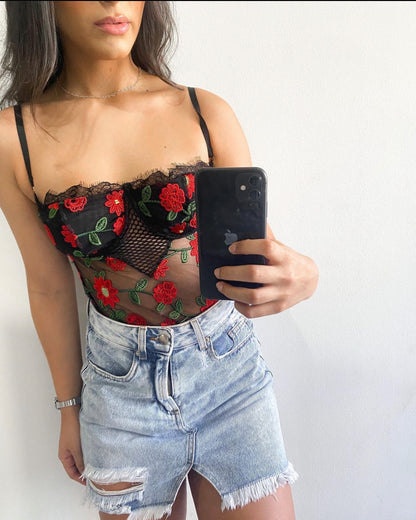 Body Bordado - Vermelho